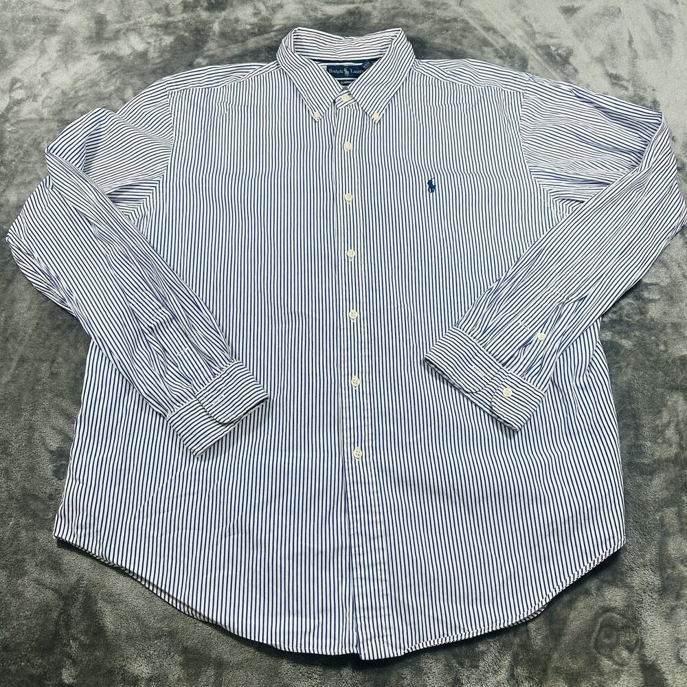 Ralph Lauren Polo Classic Fit Shirt Men’s 2XL White/Blue Striped‎ Button Down